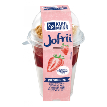 Joghurt mit Erdbeeren und Cranberry Müsli