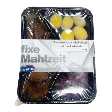 Esser Rinderroulade mit Rotkohl und Salzkartoffeln