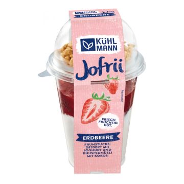Joghurt mit Erdbeeren und Cranberry Müsli