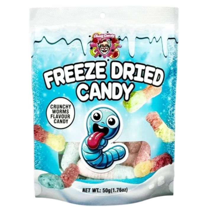 Chaos Candy - FREEZES Crunchy Sour Worms - Blue 50g